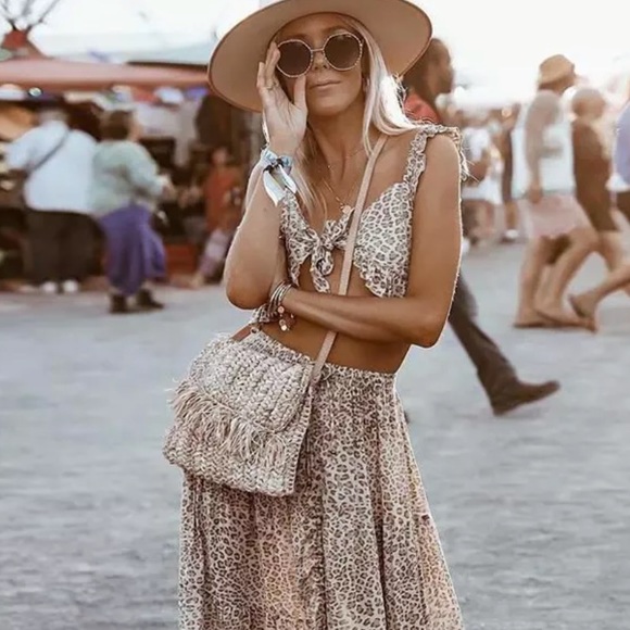 Tops - Ruffle Tie Crop Top Leopard Animal Print shirt